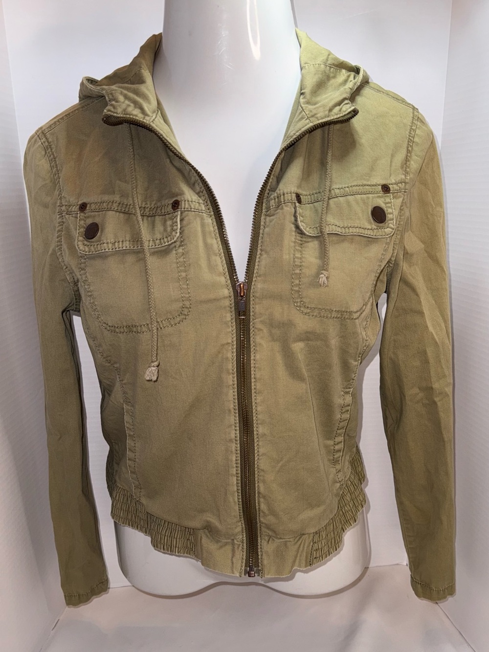 Make + Model Light Olive Hooded Utility Jacket